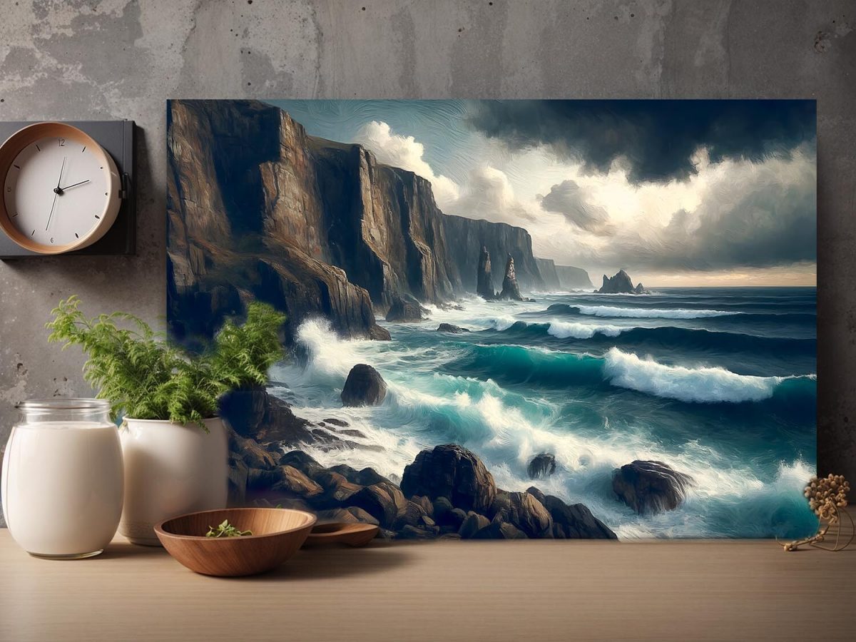 57-488.jpg Steilküste bei stürmischem Wetter, Digital Art, KI Art