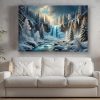 57-489.jpg Faszinierende Winterlandschaft mit Wasserfall - Bild auf Leinwand