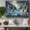 57-491.jpg Faszinierende Winterlandschaft mit Wasserfall - Bild auf Leinwand