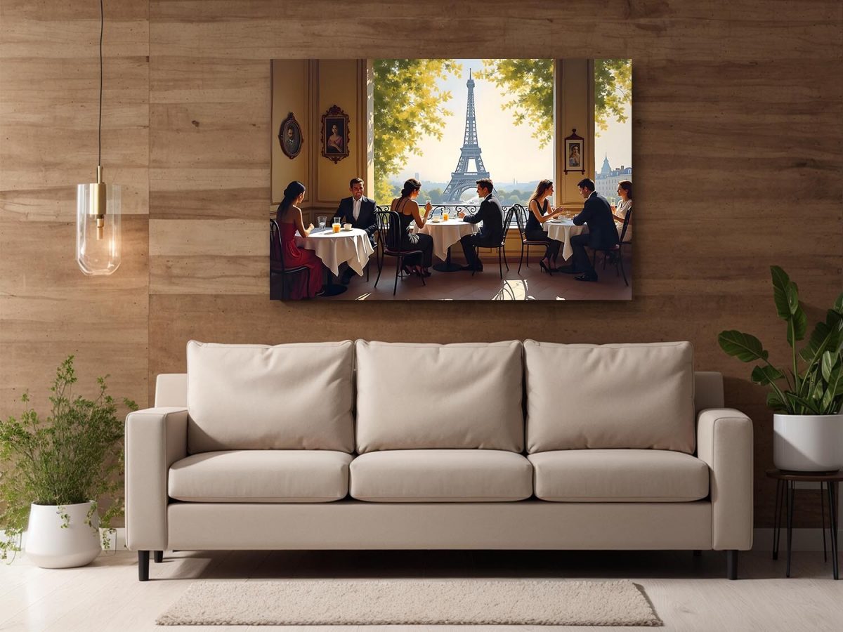 57-497.jpg Pariser Café mit Eiffelturm-Blick, Digital Art, KI Art