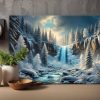 57-499.jpg Faszinierende Winterlandschaft mit Wasserfall - Bild auf Leinwand