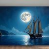 57-511.jpg Segelschiff im Mondlicht , Bild auf Leinwand,