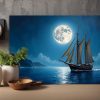 57-526.jpg Segelschiff im Mondlicht , Bild auf Leinwand,