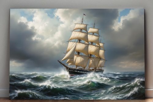 57-531.jpg Segelschiff auf stürmischer See unter dramatischem Himmel , Digital Art,