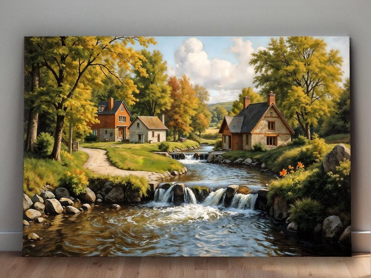 57-534.jpg Herbstliche Flusslandschaft – Leinwanddruckt