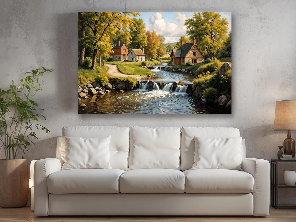 57-537.jpg Herbstliche Flusslandschaft – Leinwanddruckt