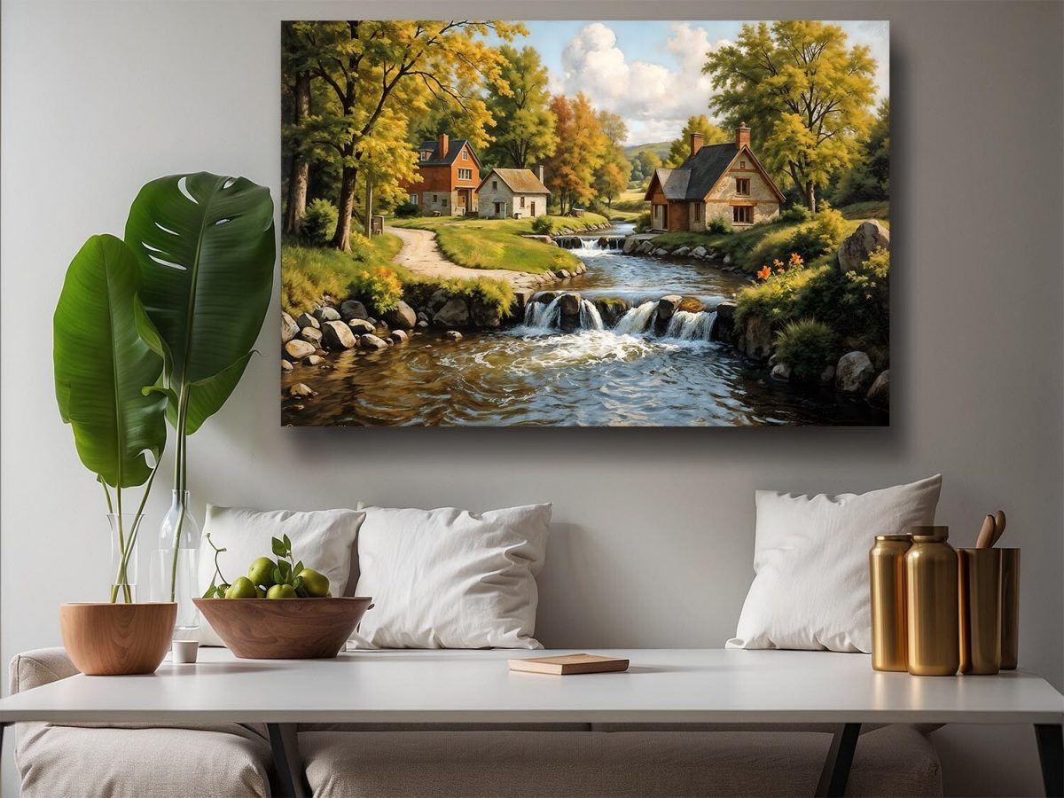 57-541.jpg Herbstliche Flusslandschaft – Leinwanddruckt