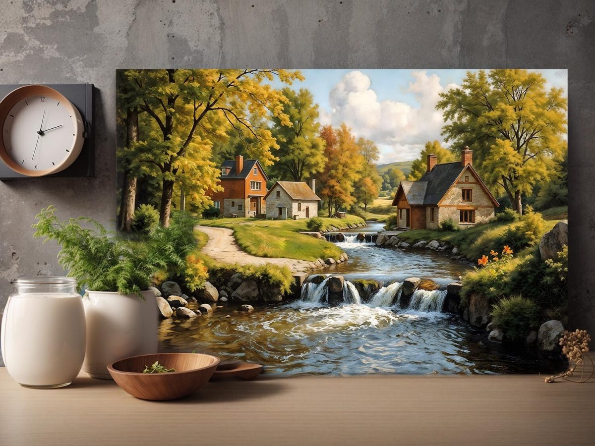 57-545.jpg Herbstliche Flusslandschaft – Leinwanddruckt