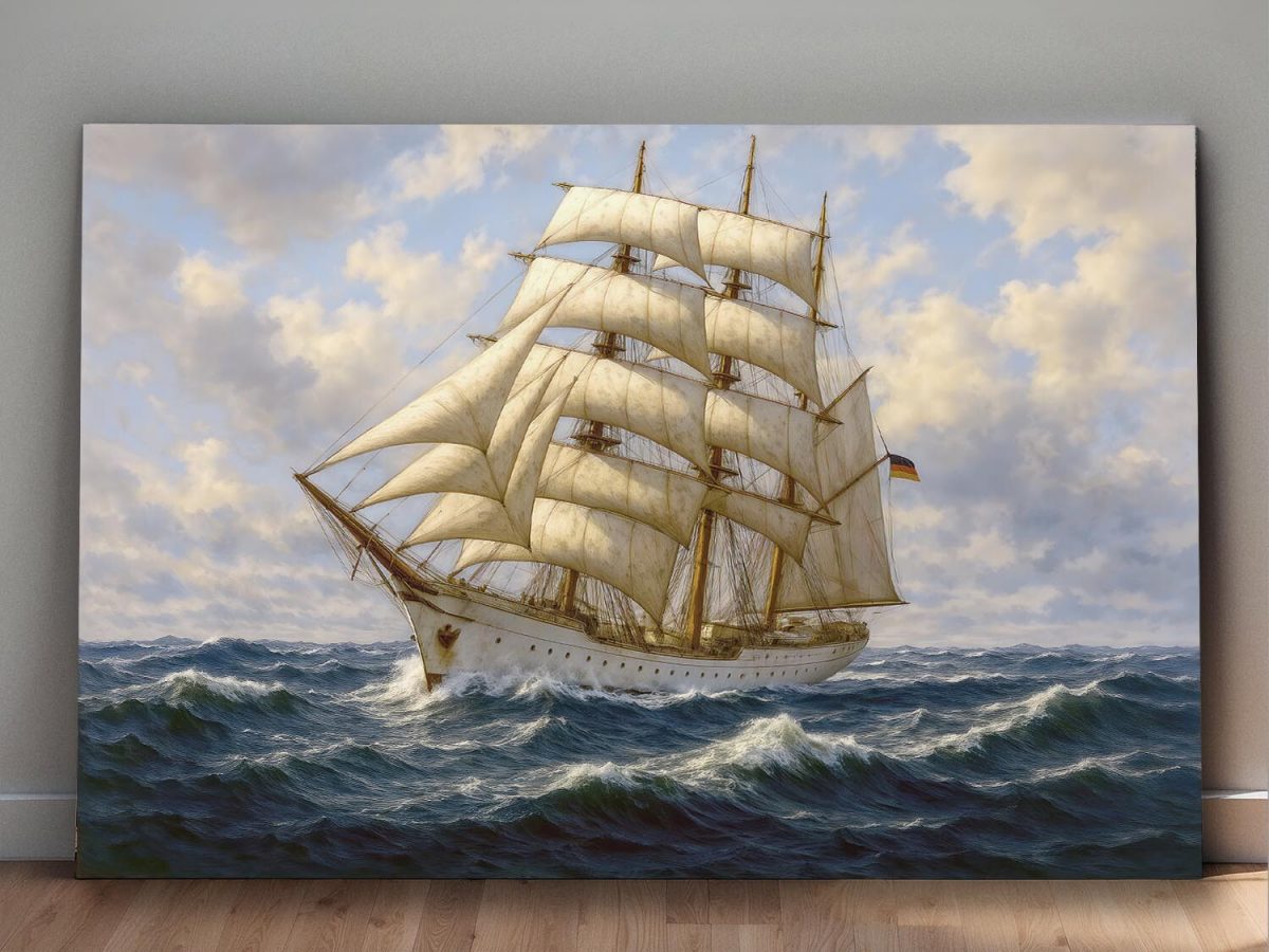57-573.jpg Majestätisches Segelschiff auf hoher See, Bild auf Leinwand,