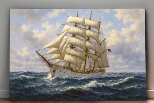 57-573.jpg Majestätisches Segelschiff auf hoher See, Bild auf Leinwand,