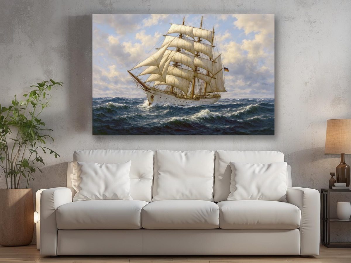 57-574.jpg Majestätisches Segelschiff auf hoher See, Bild auf Leinwand,