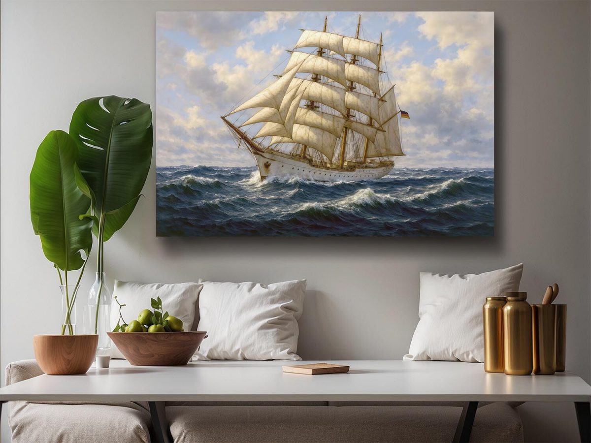 57-575.jpg Majestätisches Segelschiff auf hoher See, Bild auf Leinwand,