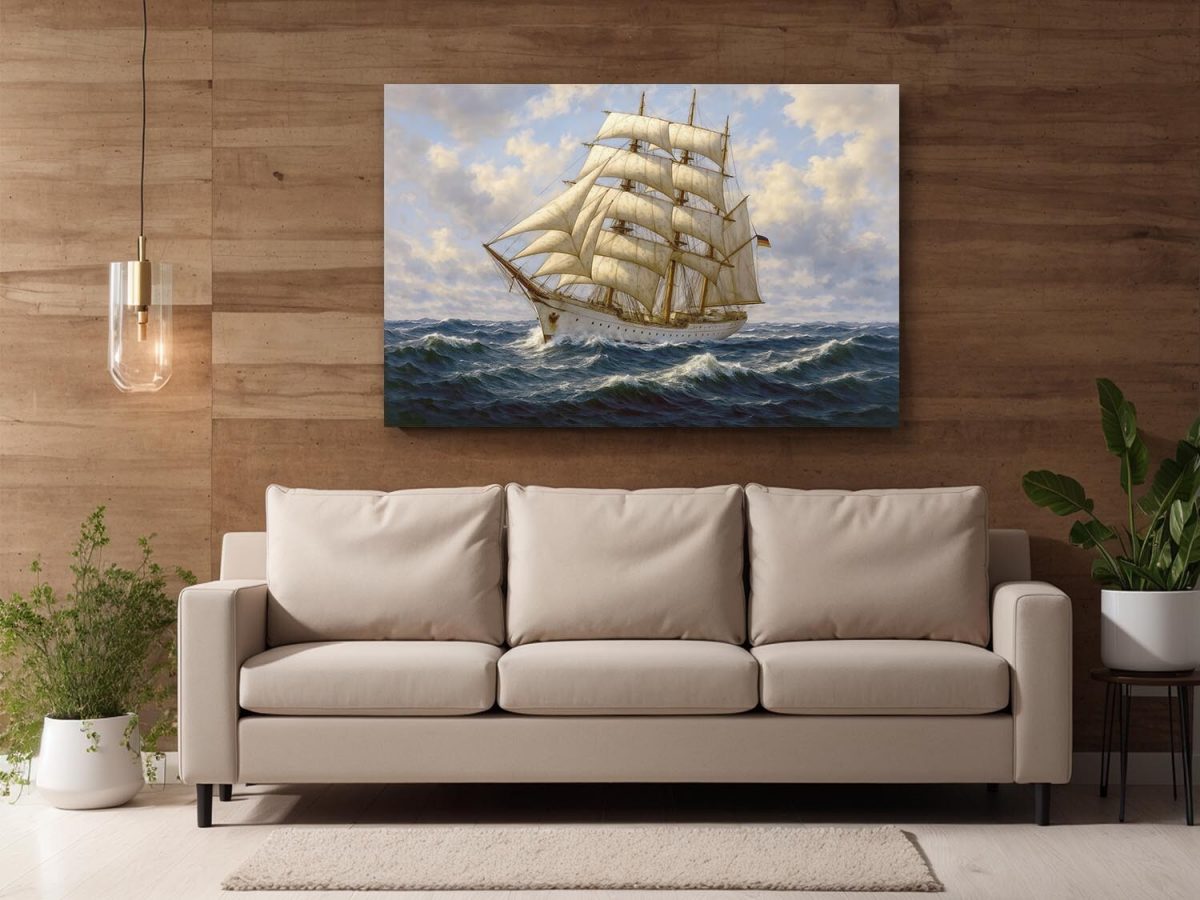 57-576.jpg Majestätisches Segelschiff auf hoher See, Bild auf Leinwand,
