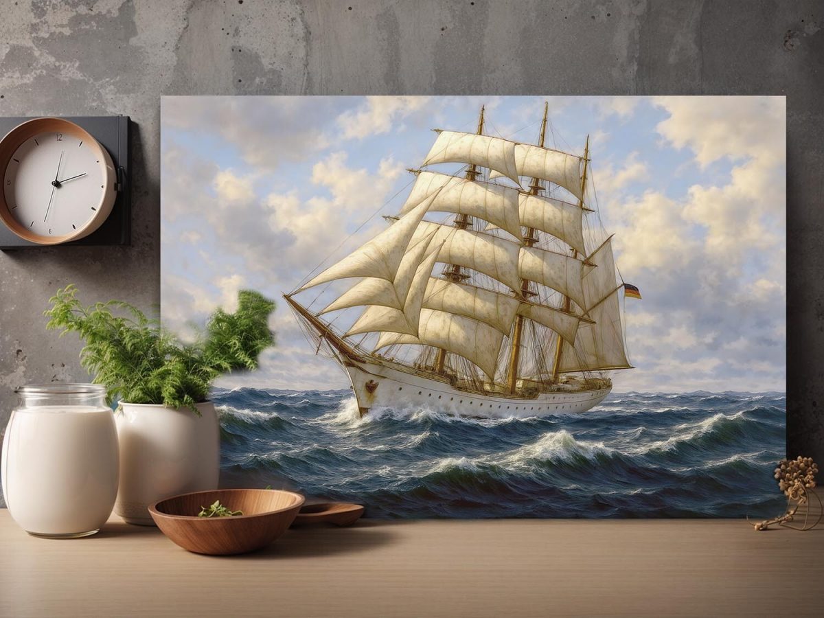 57-577.jpg Majestätisches Segelschiff auf hoher See, Bild auf Leinwand,