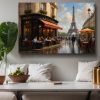 Pariser Café mit Eiffelturm – Bild auf Leinwand, Digital Art