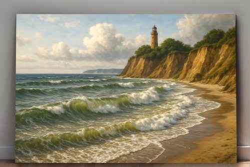 57-593.jpg Leuchtturm auf den Klippen – Bild auf Leinwand, Digital Art,