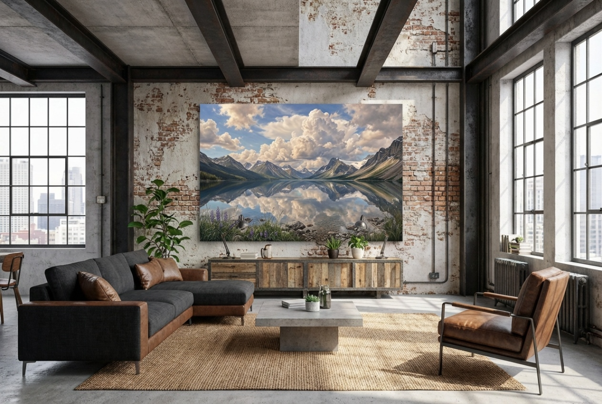 57-6.png XXL Leinwandbild Bergsee Alpen Spiegelung - Natur Landschaft Wandbild