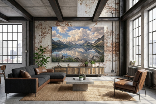 57-6.png XXL Leinwandbild Bergsee Alpen Spiegelung - Natur Landschaft Wandbild