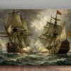 Segelschiff im Gefecht , Bild auf Leinwand,