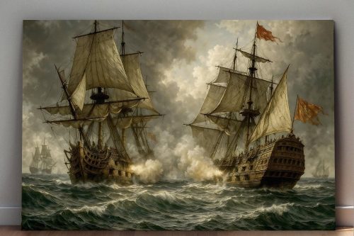 57-603.jpg Segelschiff im Gefecht , Bild auf Leinwand,