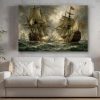 Segelschiff im Gefecht , Bild auf Leinwand,