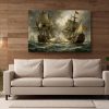 Segelschiff im Gefecht , Bild auf Leinwand,