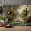 Segelschiff im Gefecht , Bild auf Leinwand,