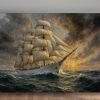 Segelschiff im Abendlicht , Bild auf Leinwand,