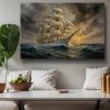 Segelschiff im Abendlicht , Bild auf Leinwand,
