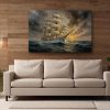 Segelschiff im Abendlicht , Bild auf Leinwand,