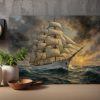 Segelschiff im Abendlicht , Bild auf Leinwand,