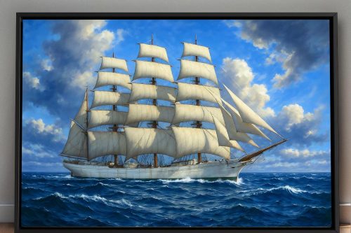 57-618.jpg Segelschiff unter vollen Segeln , Bild auf Leinwand im Schattenfugenrahmen