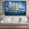 Segelschiff unter vollen Segeln , Bild auf Leinwand im Schattenfugenrahmen