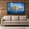 Segelschiff unter vollen Segeln , Bild auf Leinwand im Schattenfugenrahmen