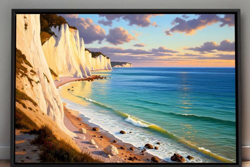 57-633.jpg Küstenlandschaft mit Kreidefelsen, Bild auf Leinwand mit Rahmen