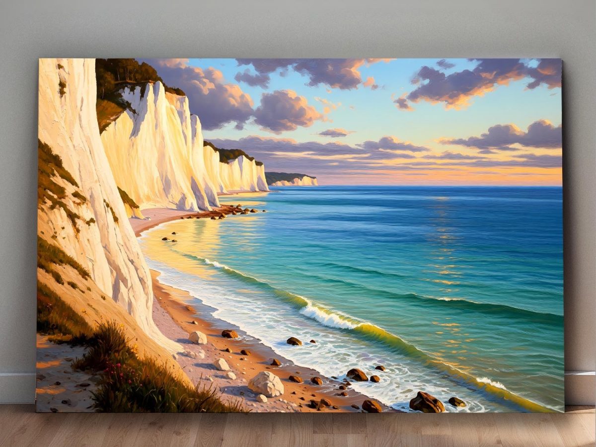 57-638.jpg Küstenlandschaft mit Kreidefelsen, Digital Art, Bild auf Leinwand