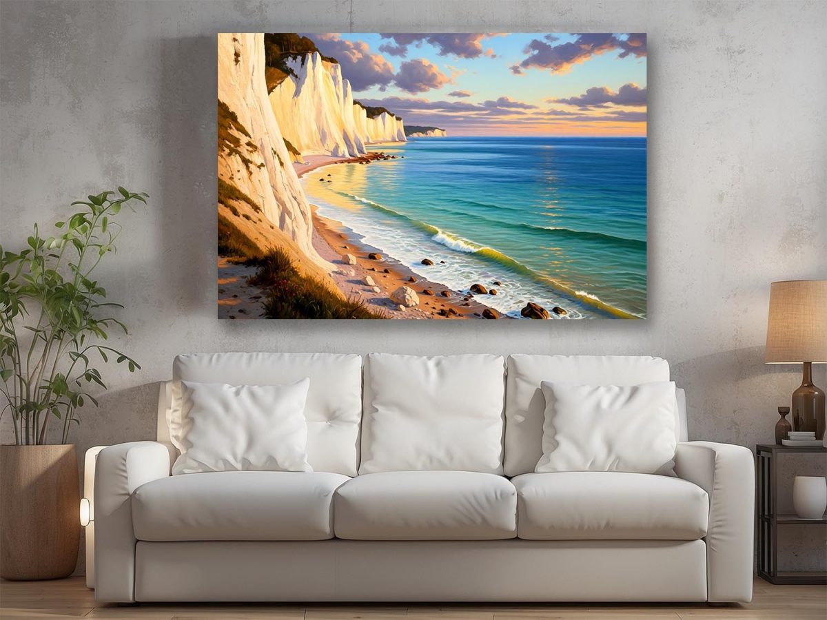 57-639.jpg Küstenlandschaft mit Kreidefelsen, Digital Art, Bild auf Leinwand