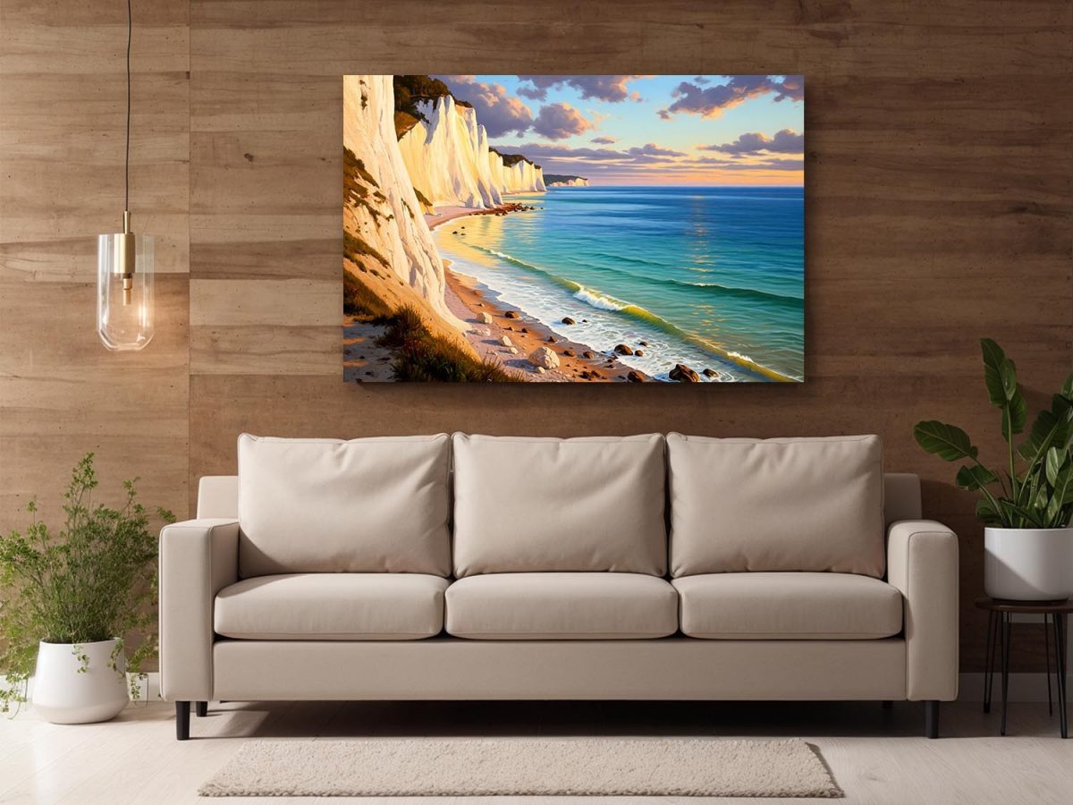 57-641.jpg Küstenlandschaft mit Kreidefelsen, Digital Art, Bild auf Leinwand