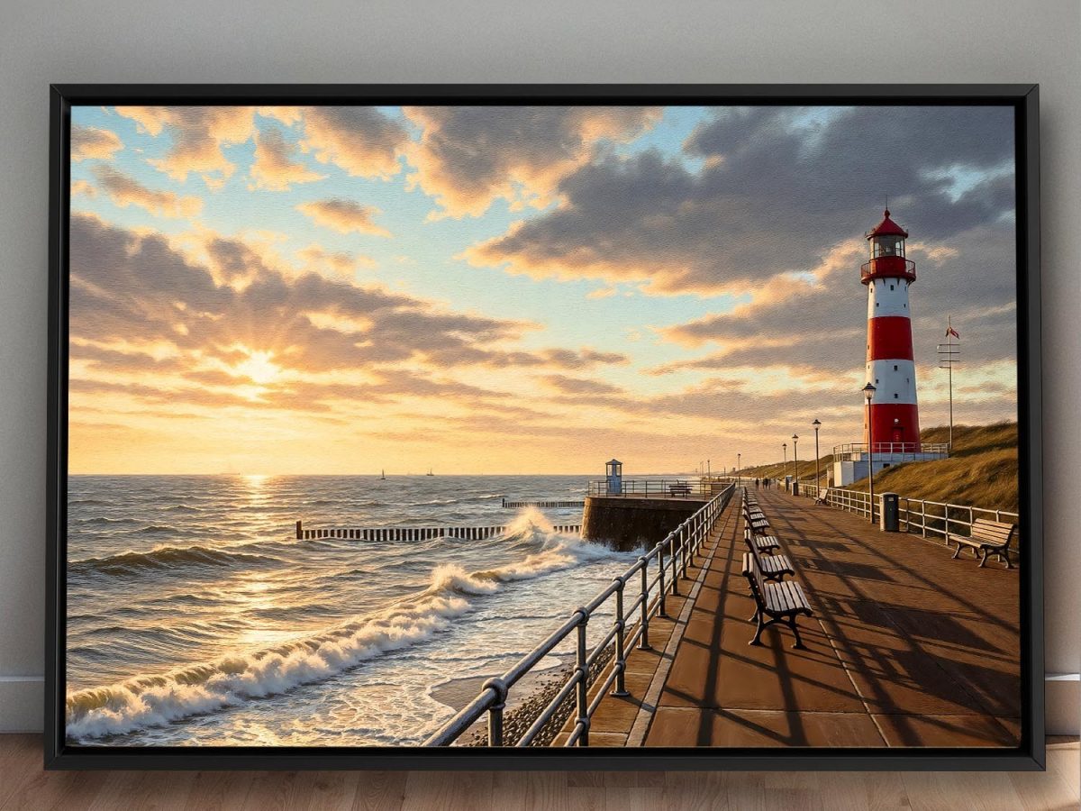 57-643.jpg Leuchtturm an der Nordsee – Gerahmter Leinwanddruck
