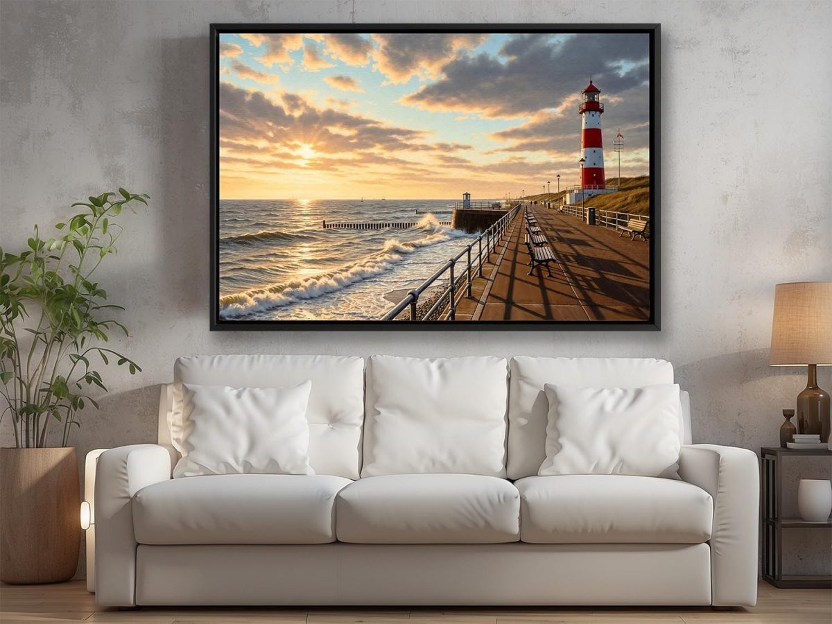 57-644.jpg Leuchtturm an der Nordsee – Gerahmter Leinwanddruck