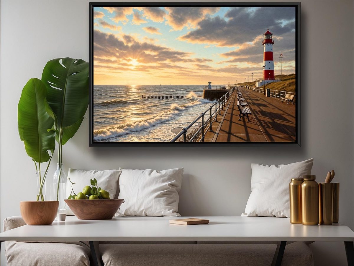 57-645.jpg Leuchtturm an der Nordsee – Gerahmter Leinwanddruck