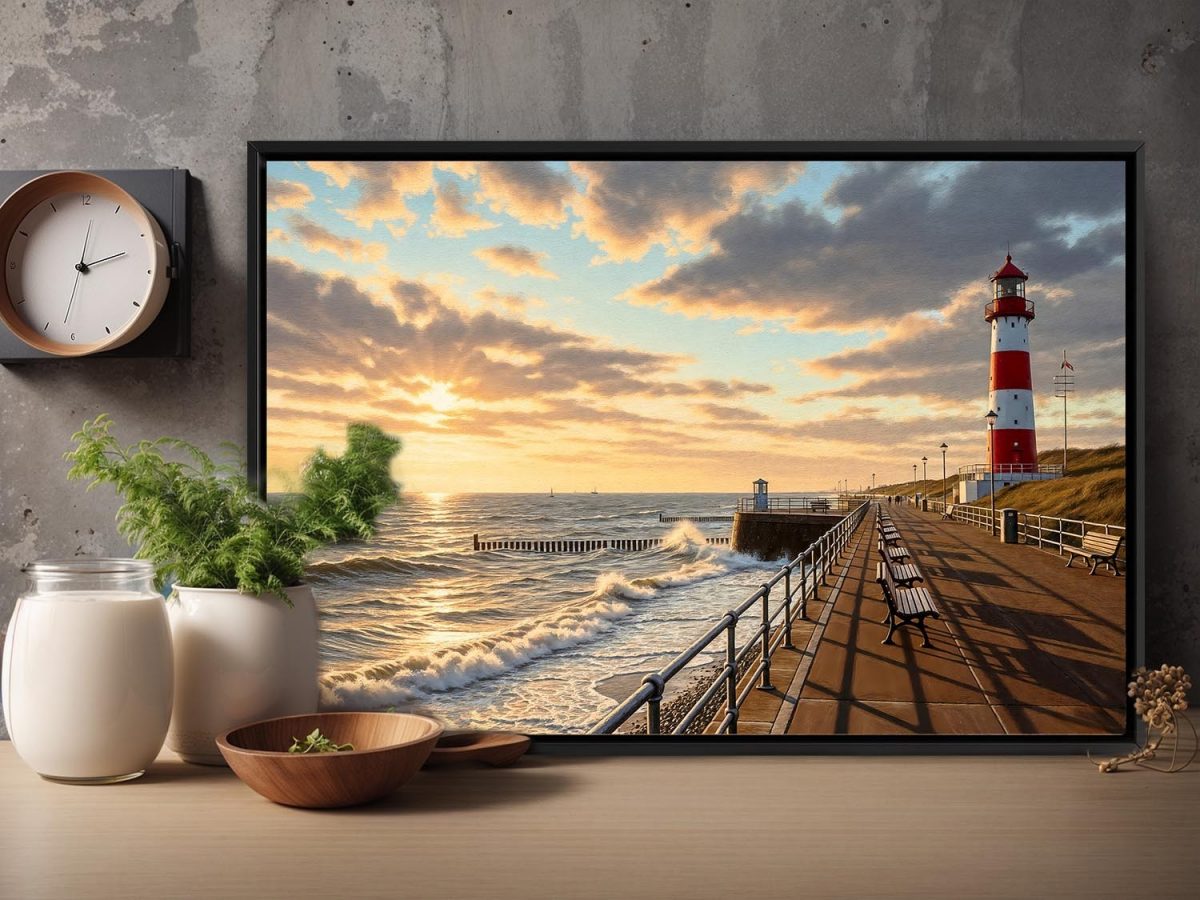 57-647.jpg Leuchtturm an der Nordsee – Gerahmter Leinwanddruck