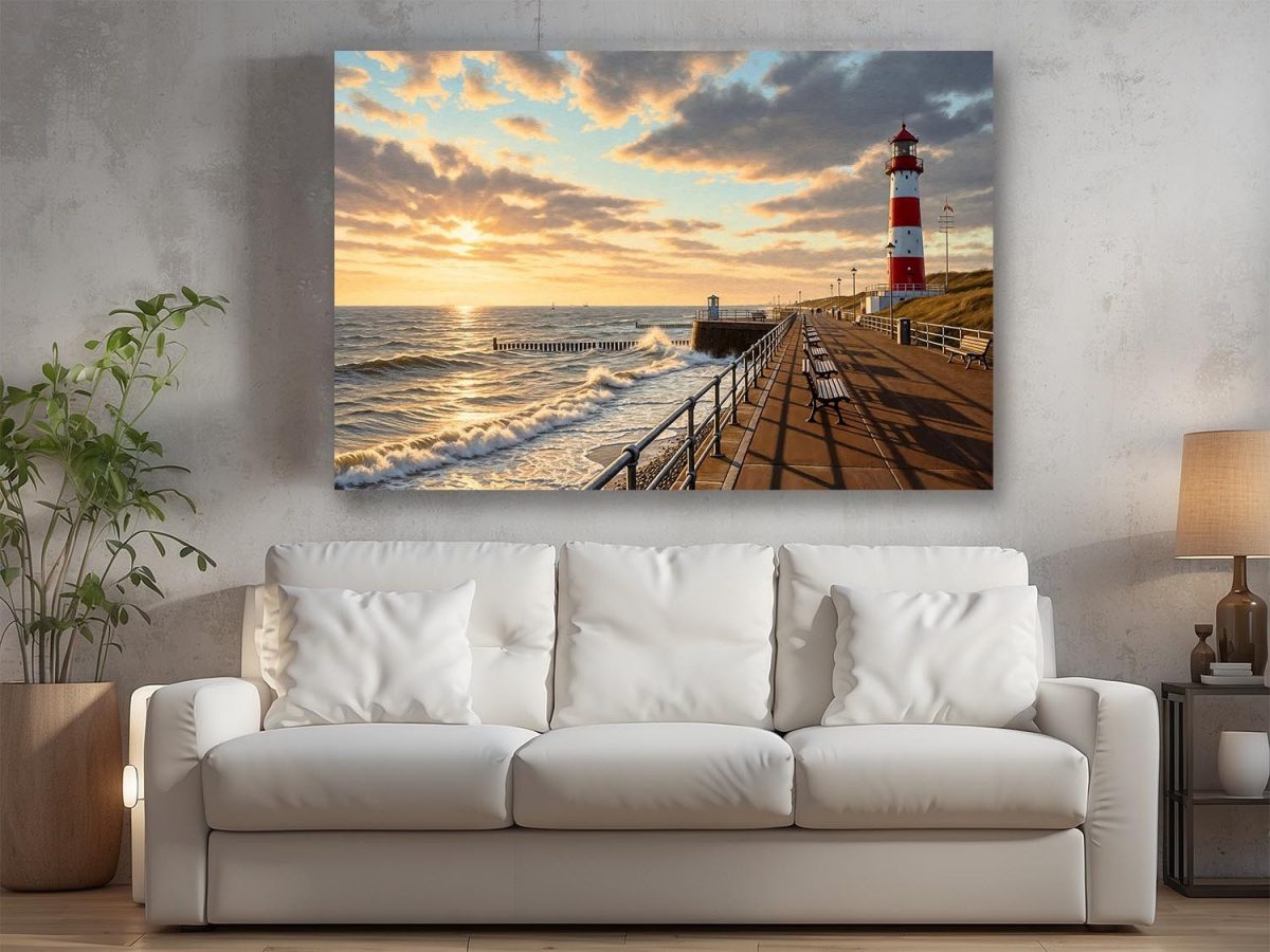 Leuchtturm an der Nordsee – Bild auf Leinwand, Digital Art,