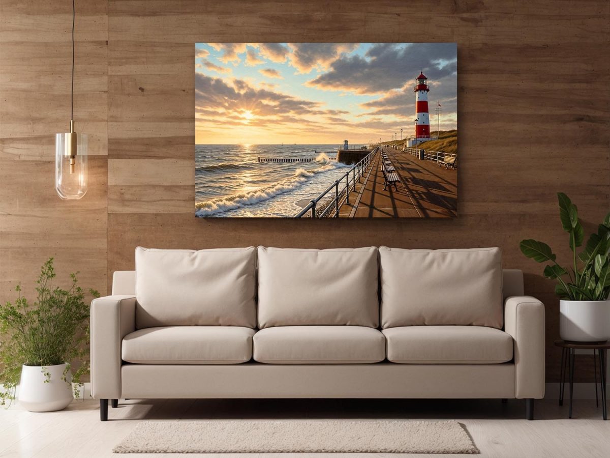 Leuchtturm an der Nordsee – Bild auf Leinwand, Digital Art,