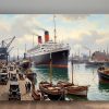 Ankunft des Ozeandampfers im Hafen– Bild auf Leinwand