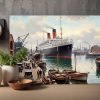 Ankunft des Ozeandampfers im Hafen– Bild auf Leinwand
