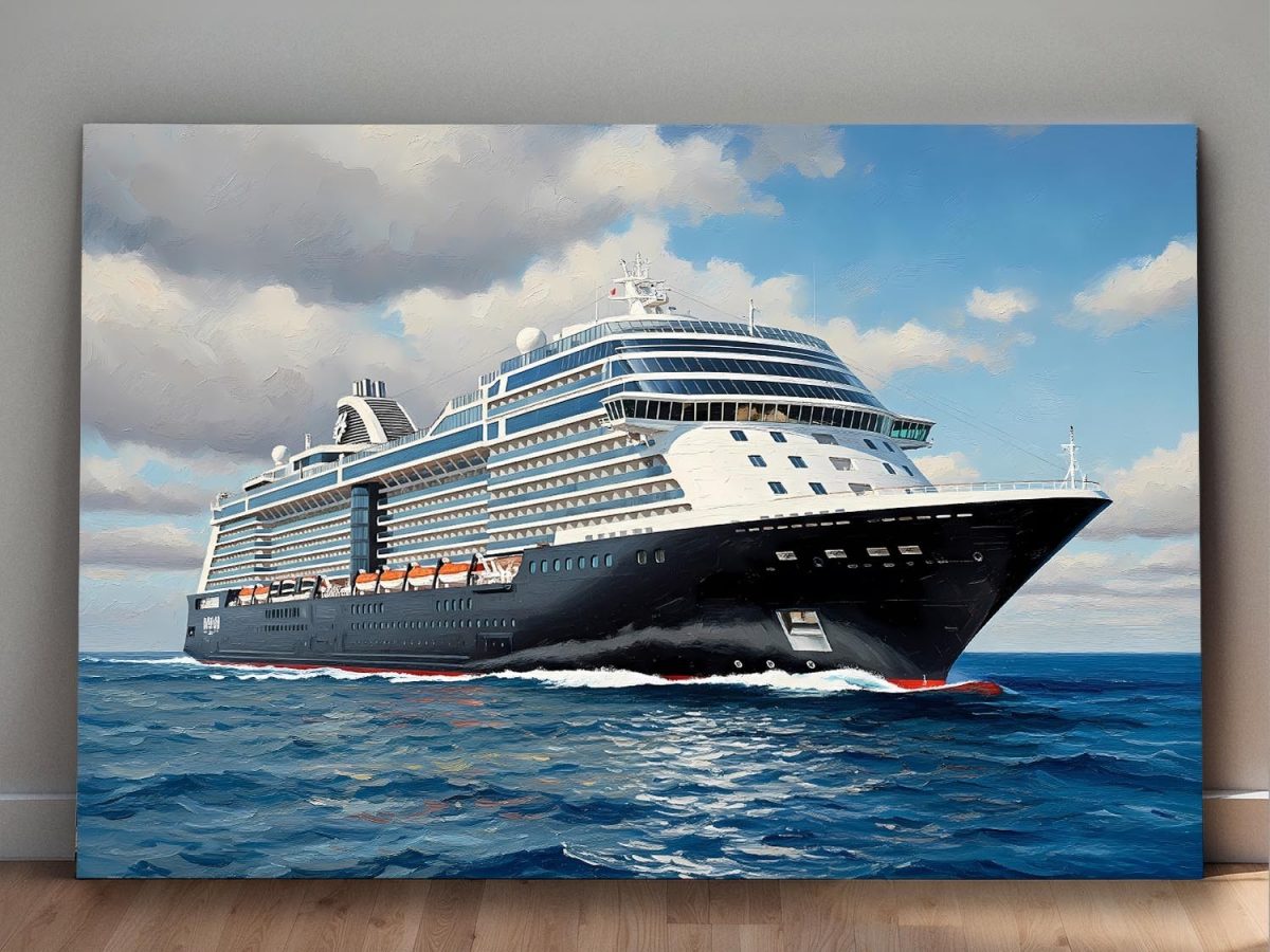 Kreuzfahrtschiff auf hoher See , Bild auf Leinwand,