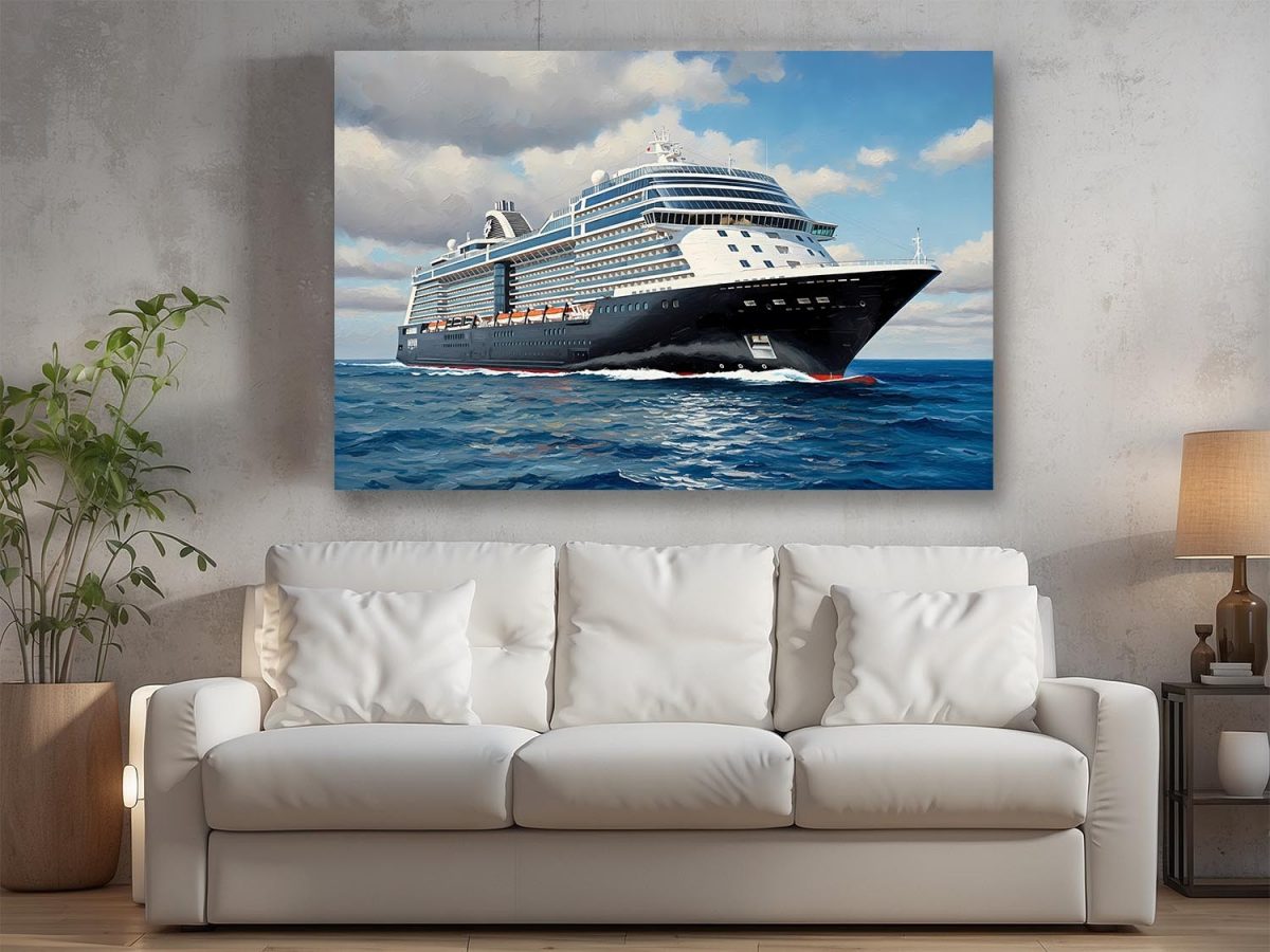 Kreuzfahrtschiff auf hoher See , Bild auf Leinwand,
