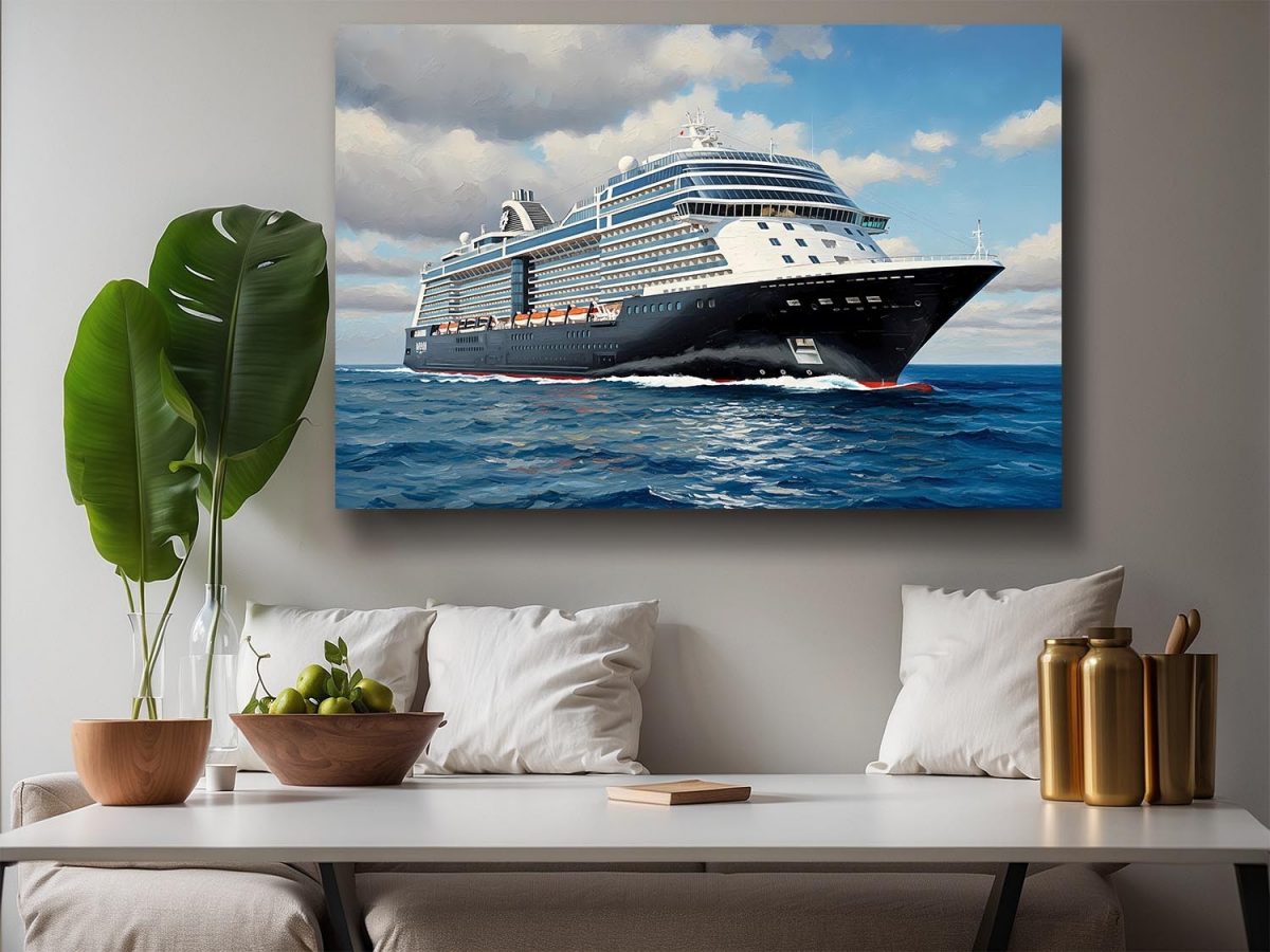 Kreuzfahrtschiff auf hoher See , Bild auf Leinwand,
