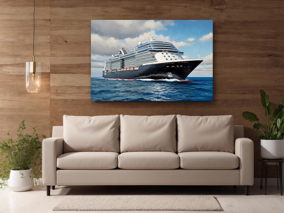 Kreuzfahrtschiff auf hoher See , Bild auf Leinwand,